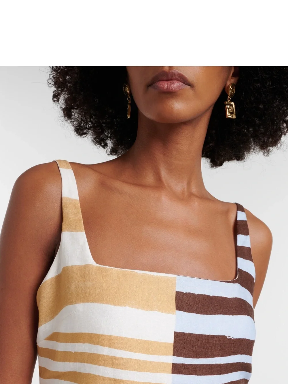 Cala De La Cruz Siela Striped Linen Square-Neck Mini Dress - Picture 6 of 6